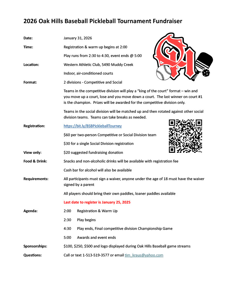2026 Winter Pickleball Fundraiser
