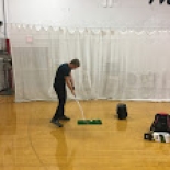 Male golfer lining up shot