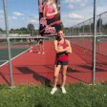 Tennis player with banner
