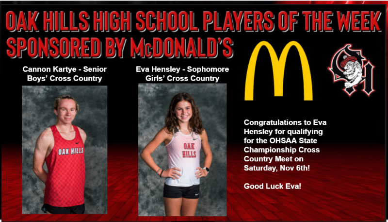 McDonald's Players of the Week Cannon Kartye and Eva Hensley