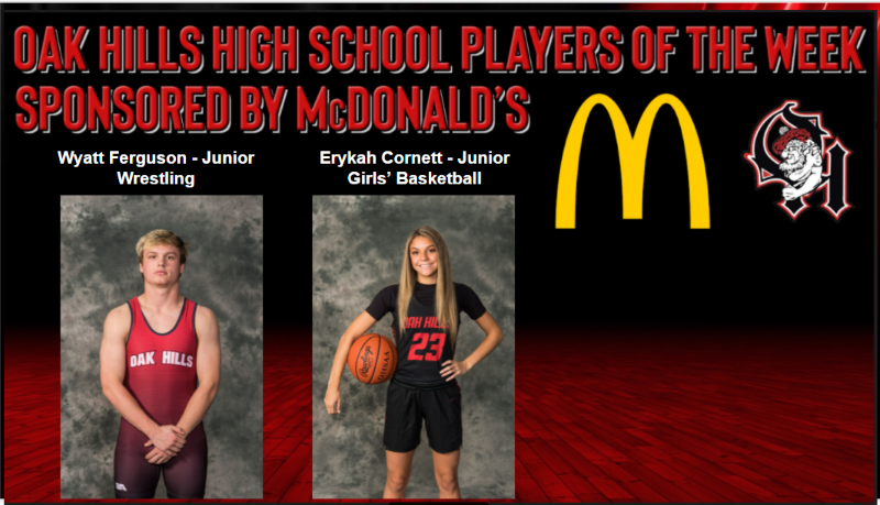 McDonald's Players of the Week, Wyatt Ferguson, Wrestling and Erykah Cornett, Girls Basketball