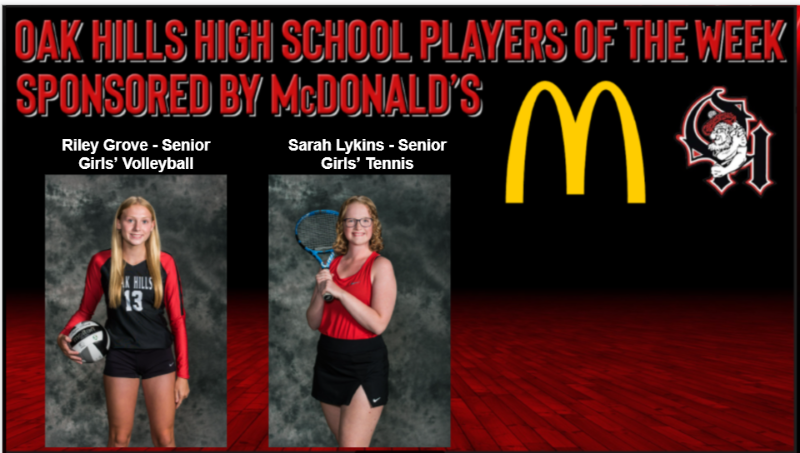 McDonald's Players of the Week, Riley Grove Girls' Volleyball and Sarah Lykins Girls' Tennis