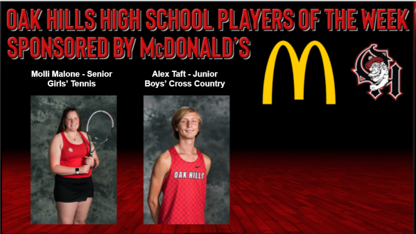 McDonald's Players of the Week for 9.8, Molli Malone and Alex Taft