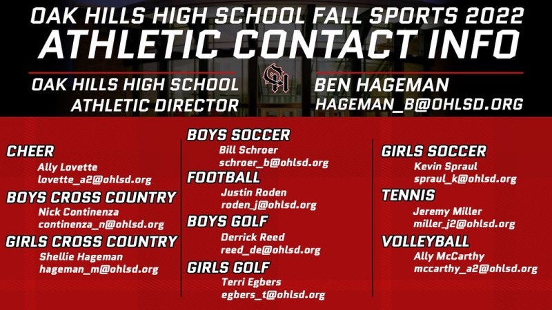 Fall Sports Contact Info 2022-23