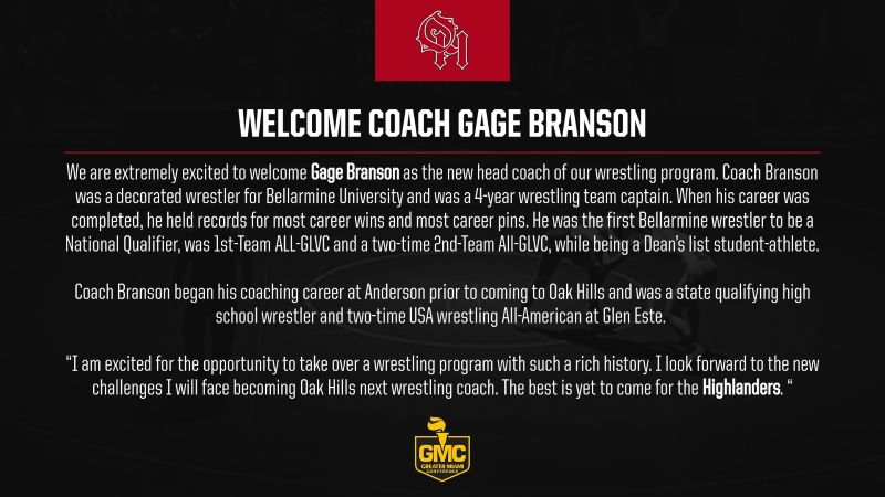 Coach Branson joins us from Anderson High School, he was a 4 year captain at Bellarmine University. 